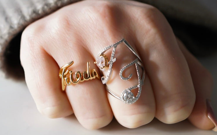 Diamond on sale name ring