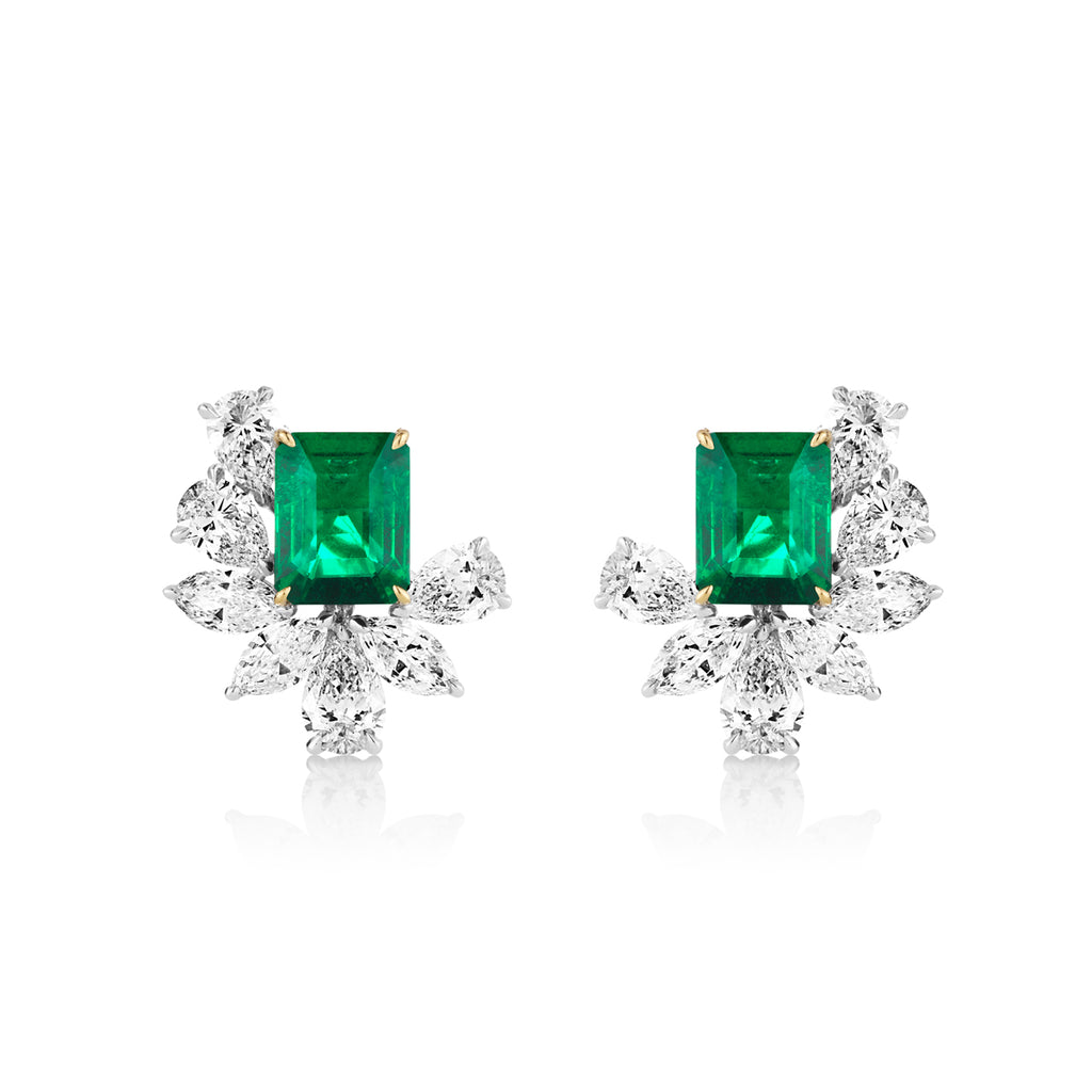 Emerald hot sale cluster earrings